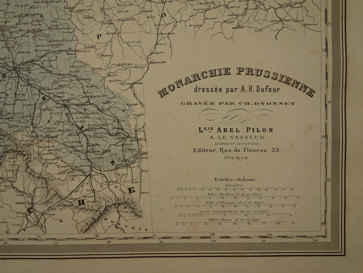 PRUSSIA Antique map of Germany Large original 135+ year old map