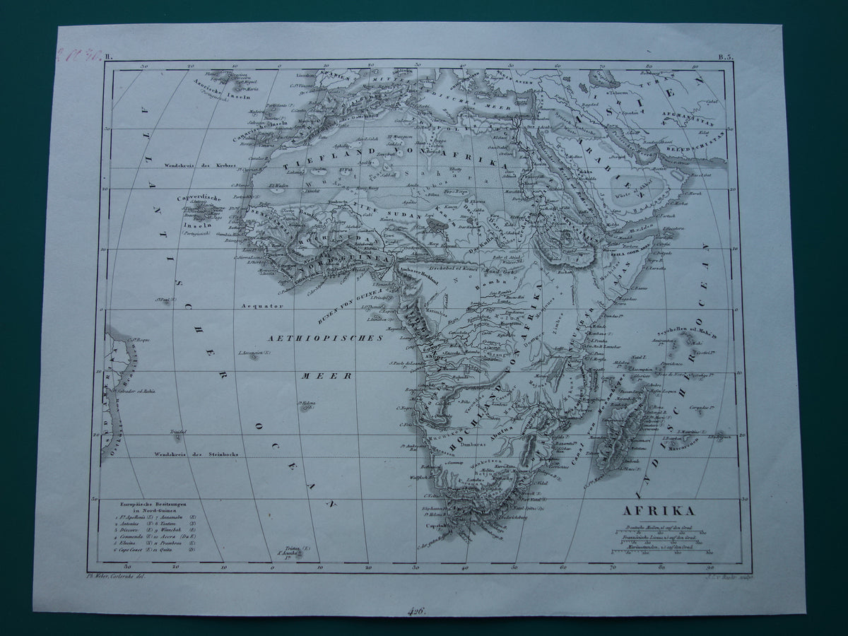 AFRICA antique map of Africa 170+ year old map of continent from 1849 - original vintage historical maps