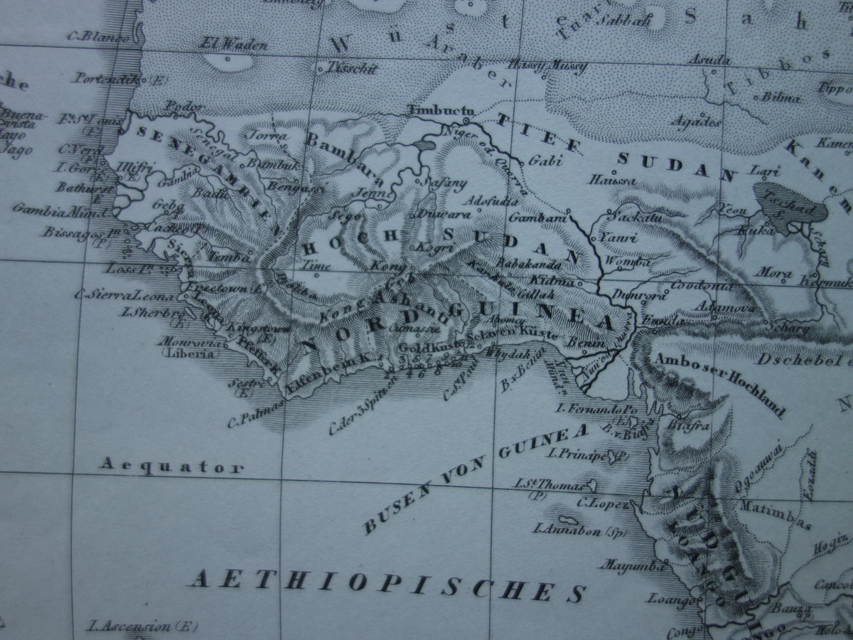 AFRICA antique map of Africa 170+ year old map of continent from 1849 - original vintage historical maps