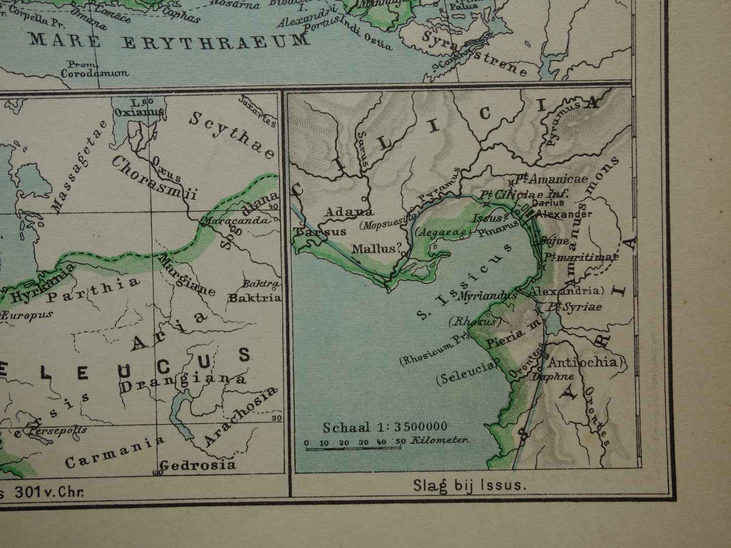 Map of the Empire of Alexander the Great from 1932 - Old Dutch map Macedonian Alexandrian Empire vintage map