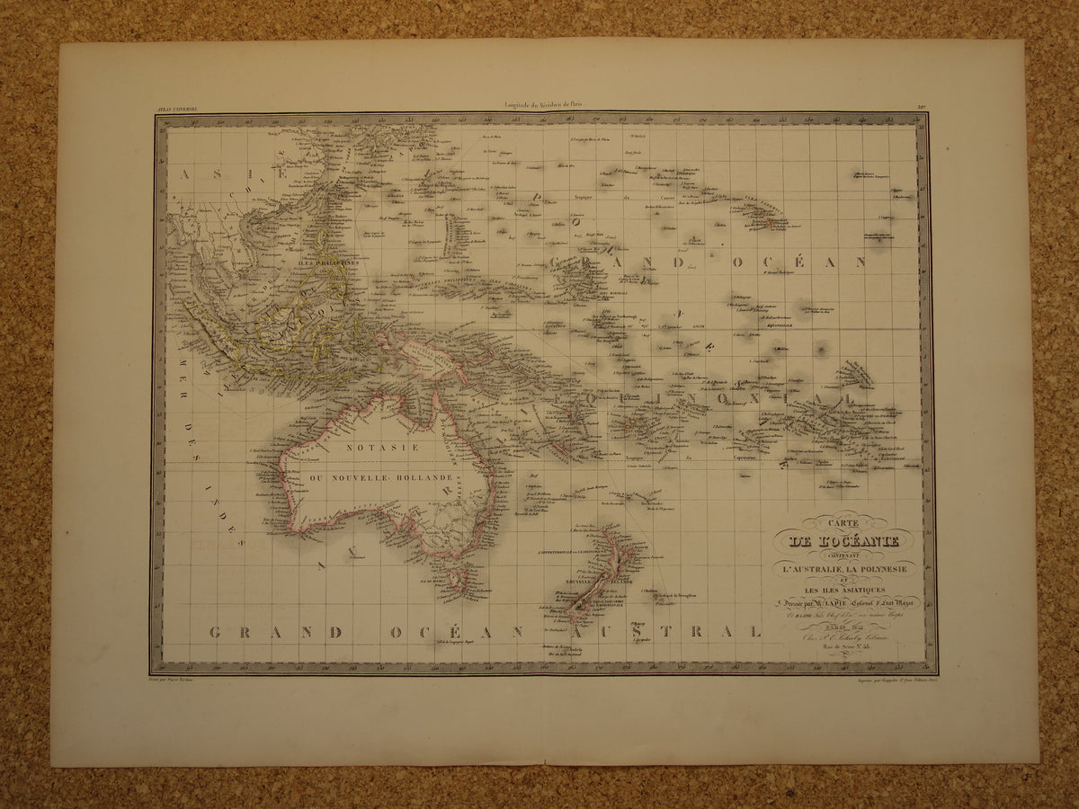 grote kaart van Oceanie uit het jaar 1851