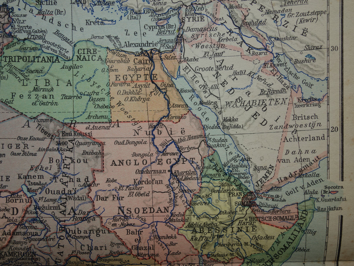 Vintage map of Africa from 1932 original old map of Africa continent - old Dutch maps