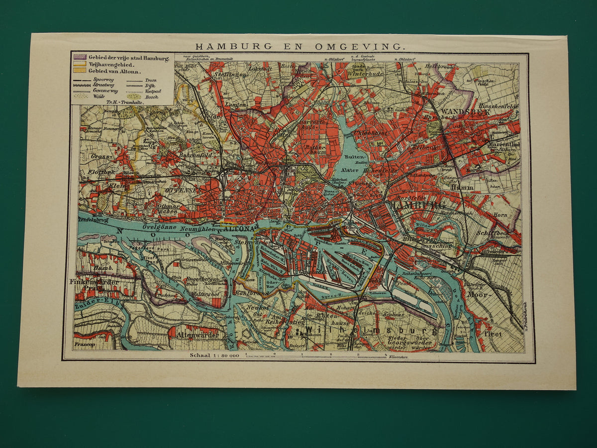 kaart van de haven van Hamburg in het jaar 1908