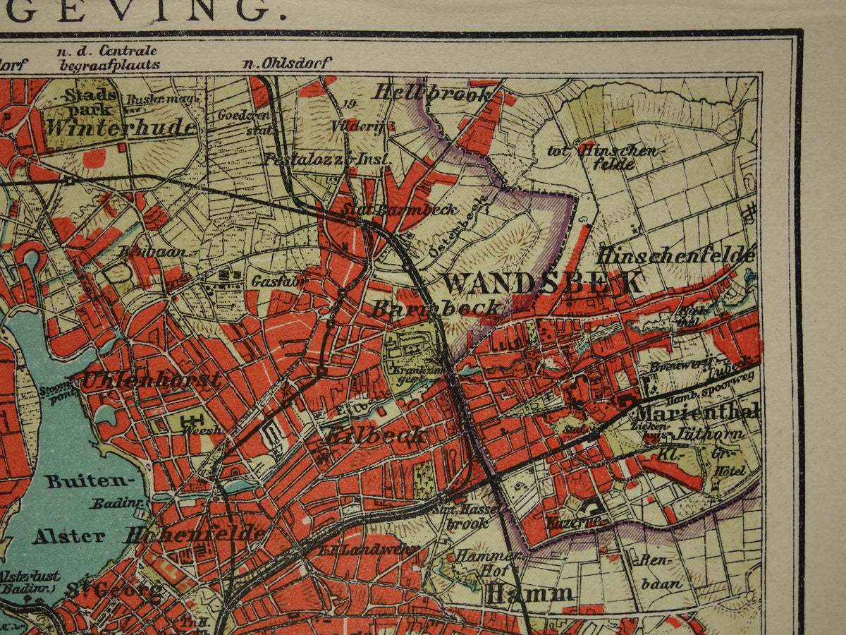 HAMBURG old map of Hamburg Germany from 1908 original antique map vintage map