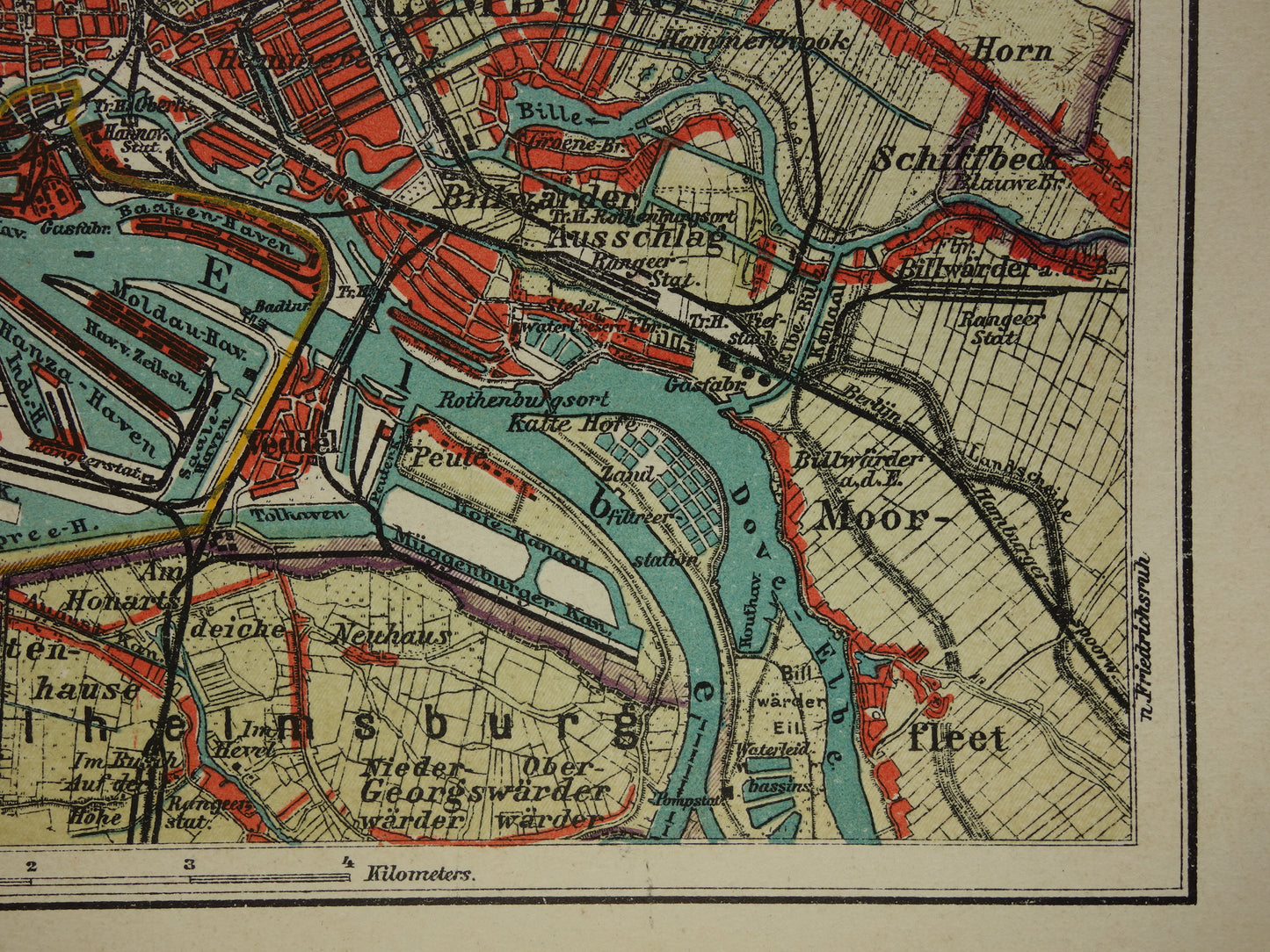 HAMBURG old map of Hamburg Germany from 1908 original antique map vintage map
