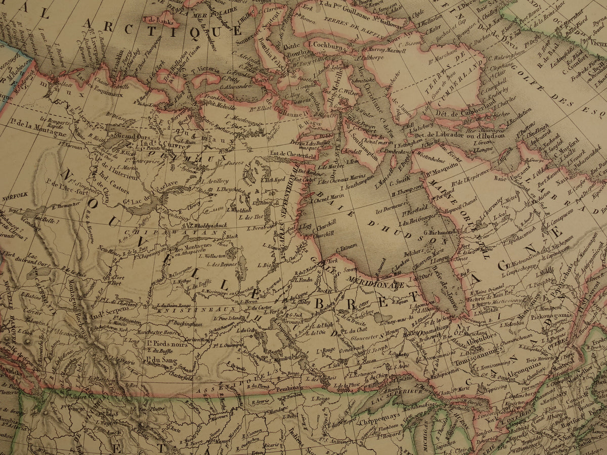 NORTH AMERICA large antique map from 1851 - Old map USA Canada Mexico - original vintage maps