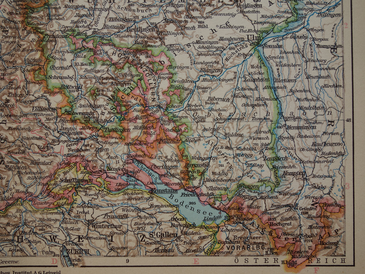 Old map of Baden-Württemberg Germany from 1931 original vintage map Stuttgart Alsace-Lorraine