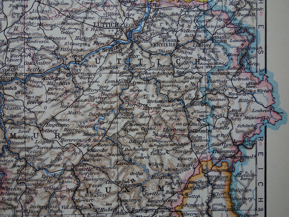 Oude kaart van België uit 1928 originele vintage landkaart Brussel Antwerpen Taalgrens
