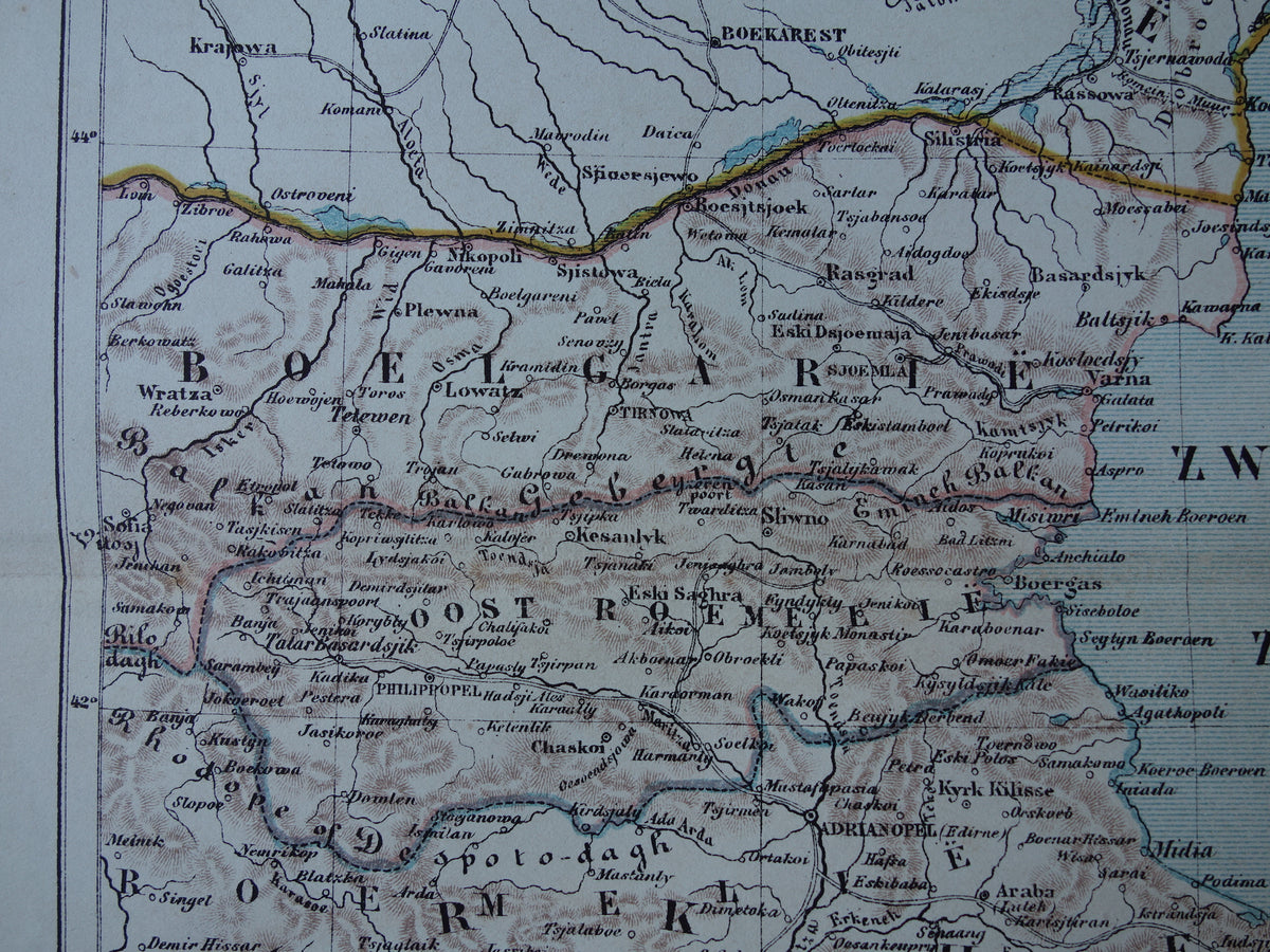 BULGARIA old map original antique Kuyper map from 1882 vintage maps Bulgaria Eastern Rumelia