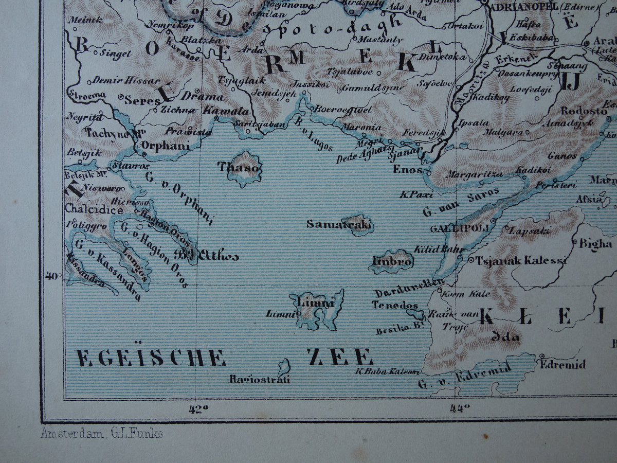 BULGARIA old map original antique Kuyper map from 1882 vintage maps Bulgaria Eastern Rumelia