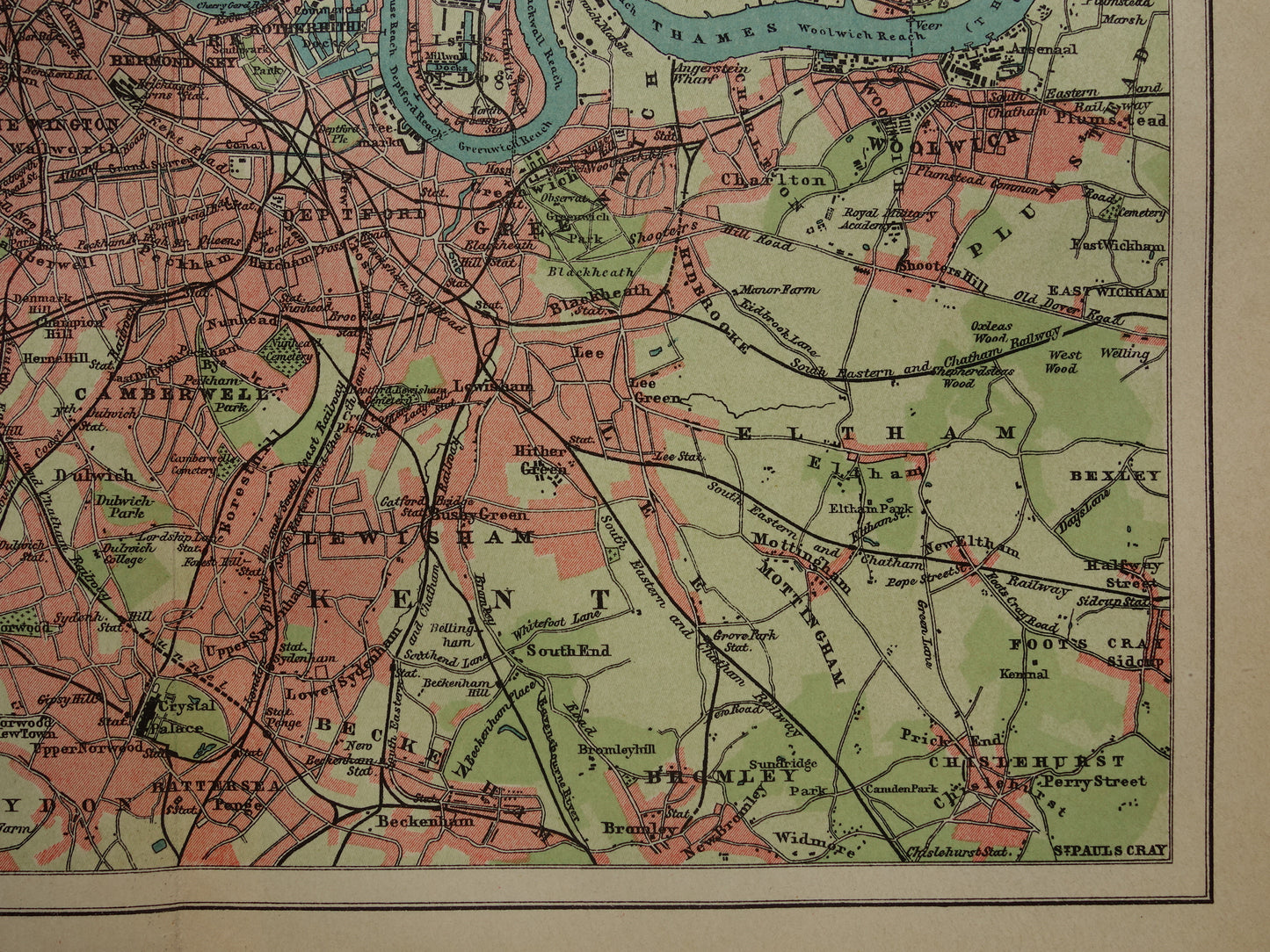 LONDON old map from 1909 original Dutch antique map of London and surroundings