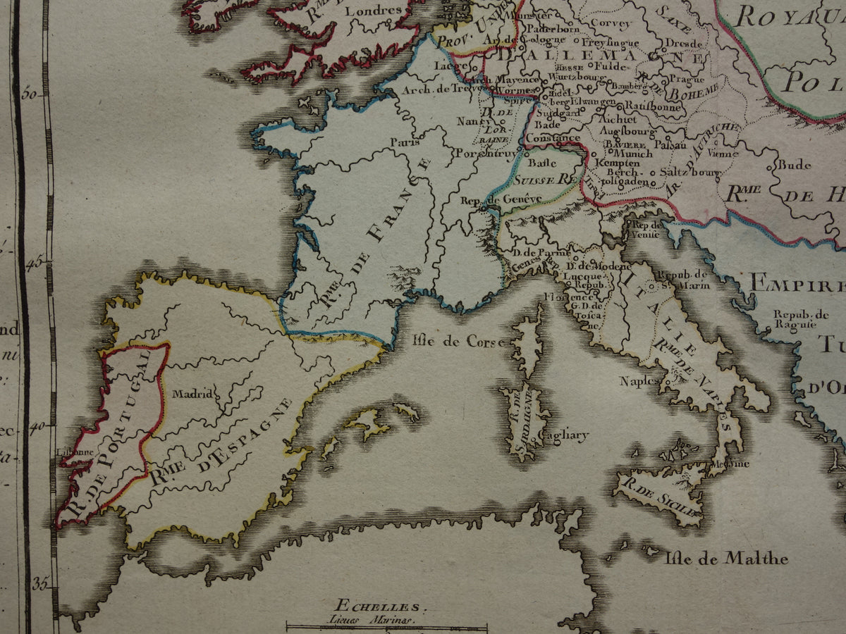 Antieke Landkaart Europa uit 1761 Originele Oude Kaart Continent Europa Vintage Kaarten