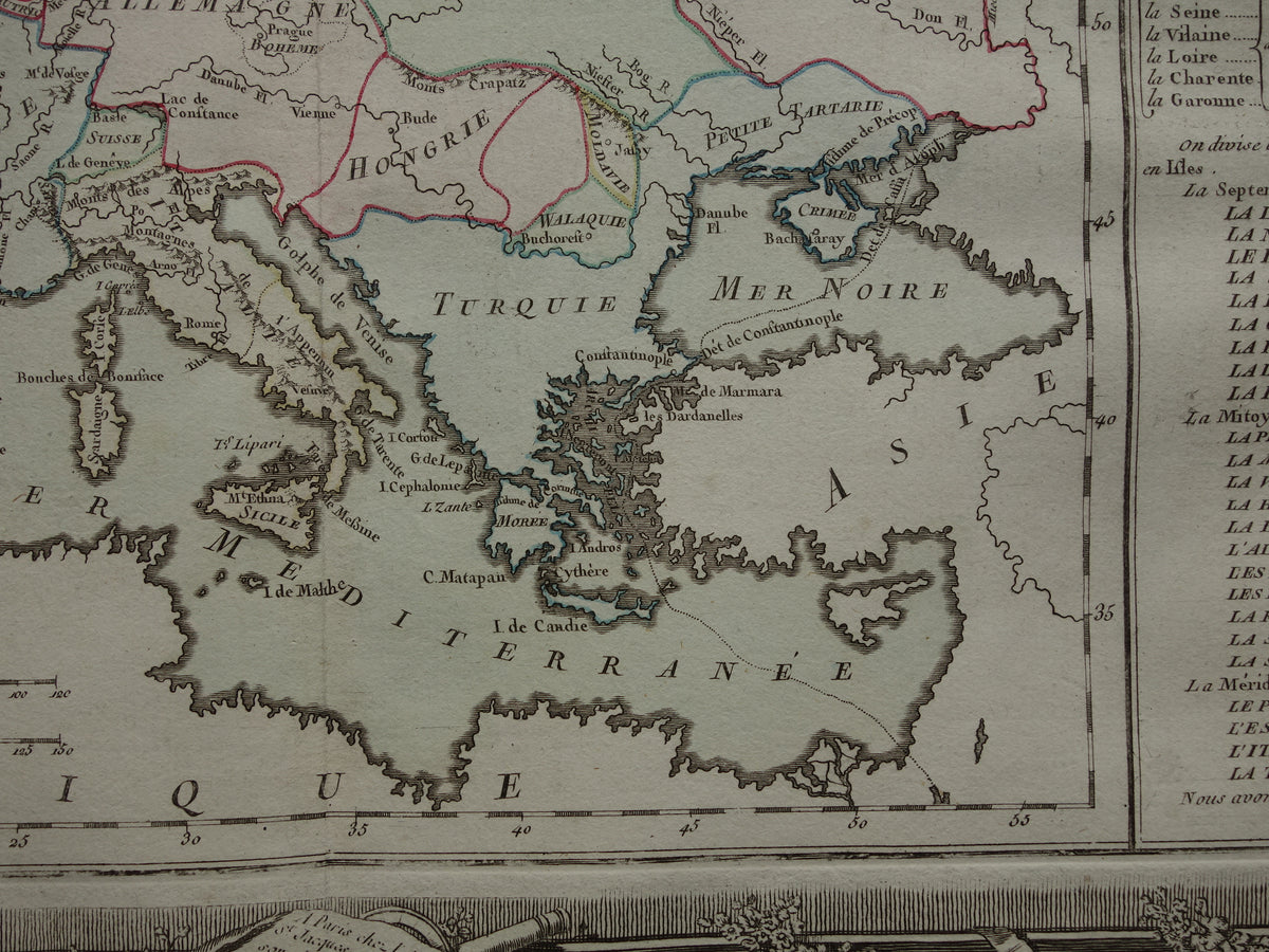 260+ Year Old Map of Europe - Original Antique French Map with Date