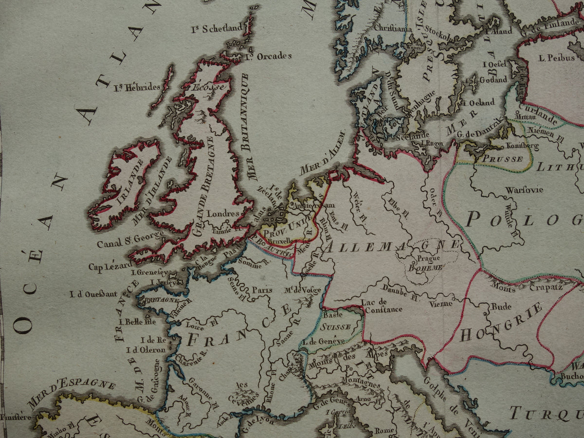 260+ Year Old Map of Europe - Original Antique French Map with Date