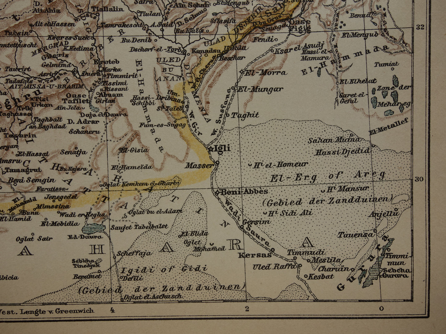 Old map of Morocco from 1909 original antique Dutch map - small vintage maps