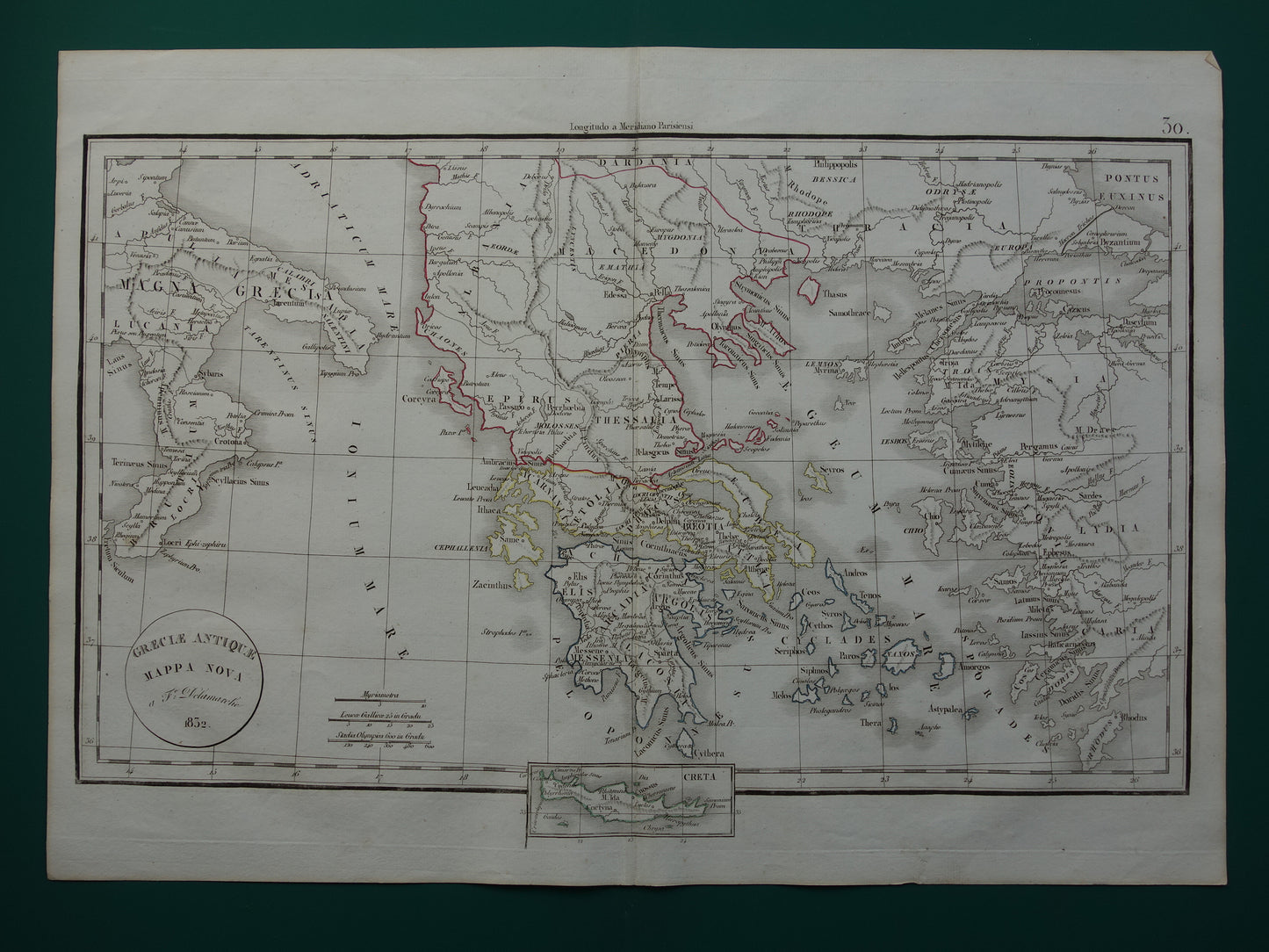 GREECE large old map of Greece in classical antiquity original antique map from 1832
