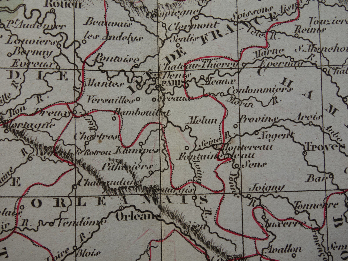 FRANCE old historical map of 32 provinces France before 1790 - original antique map from 1833