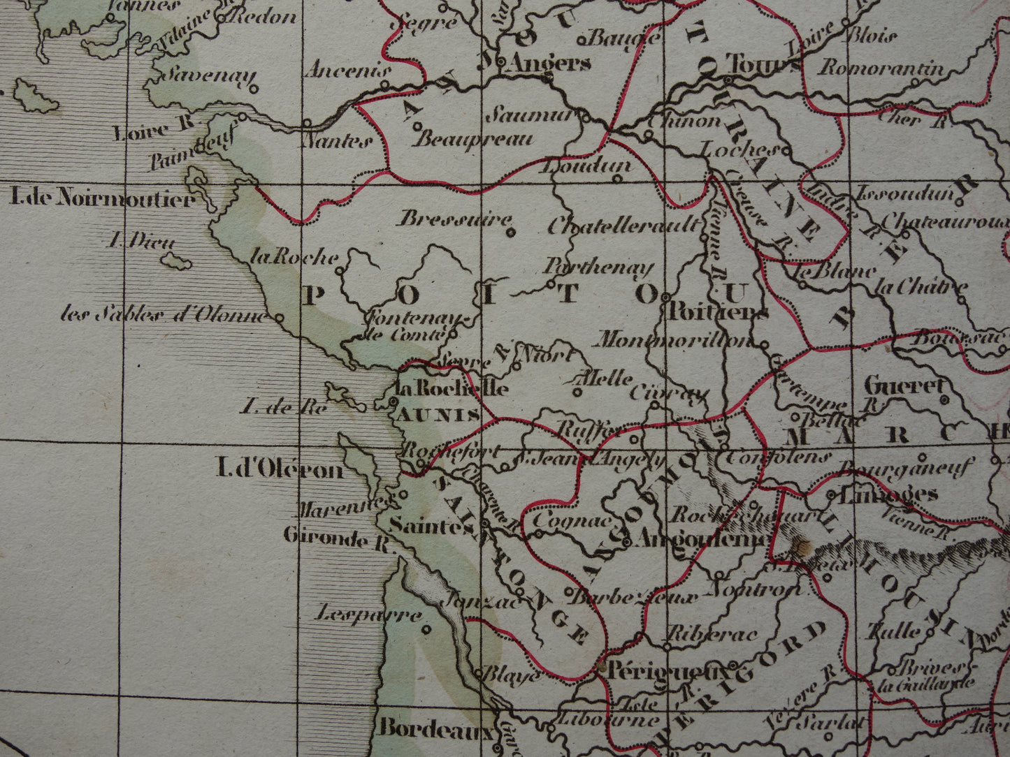 FRANCE old historical map of 32 provinces France before 1790 - original antique map from 1833