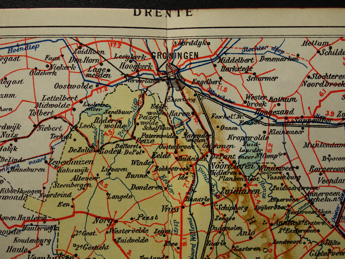 Drenthe Old map of the province of Drenthe from 1927 original vintage historical map