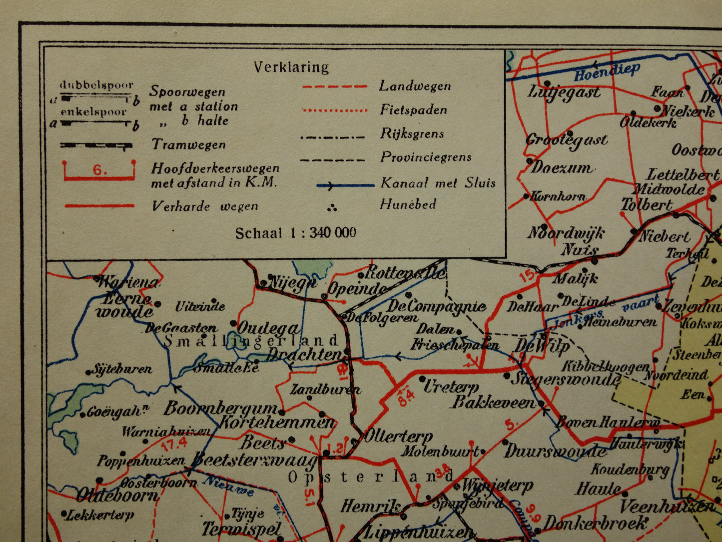 Drenthe Old map of the province of Drenthe from 1927 original vintage historical map