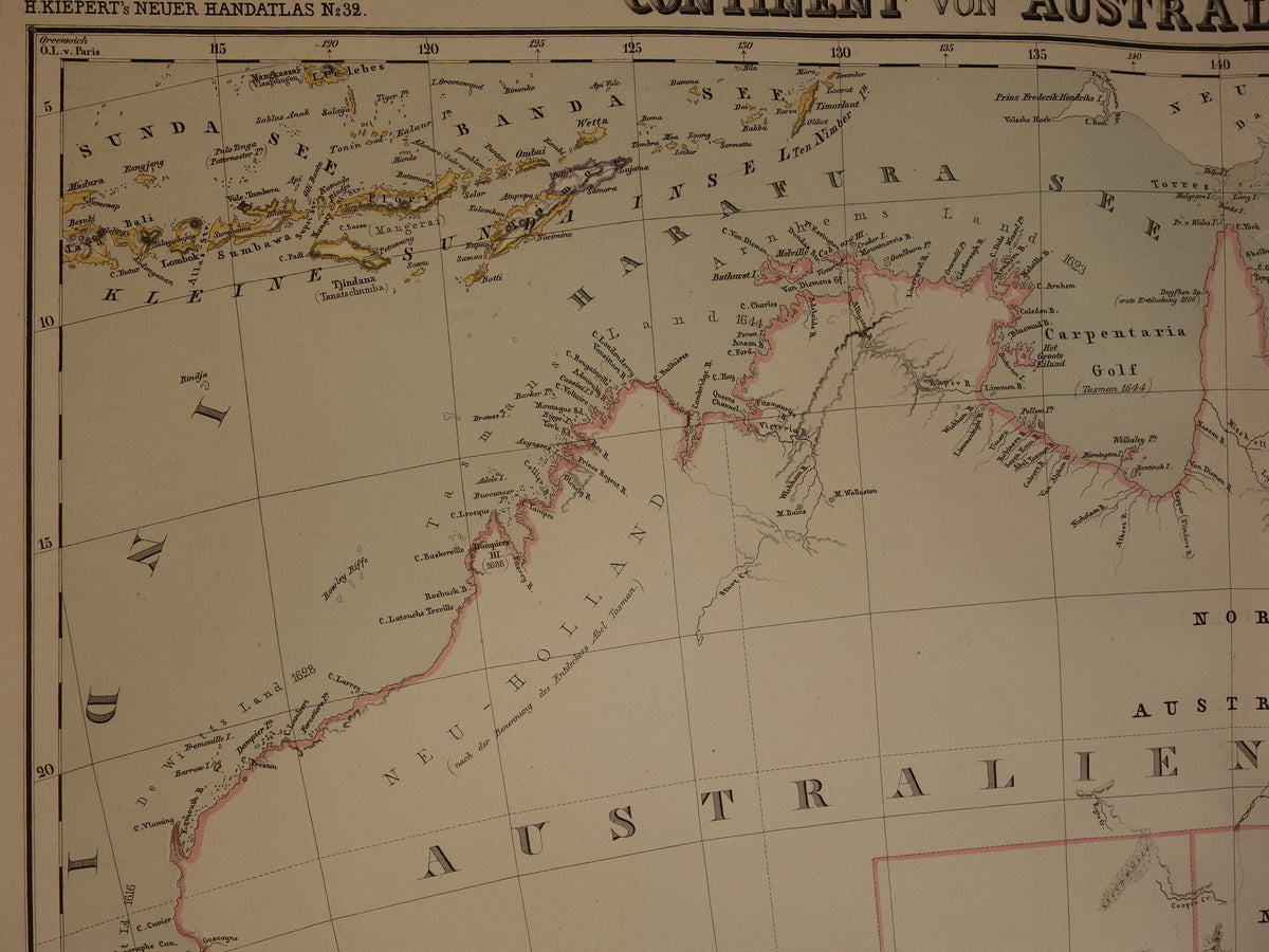 Australia & New Zealand Large Antique Map 1857 Original Hand-Colored Map