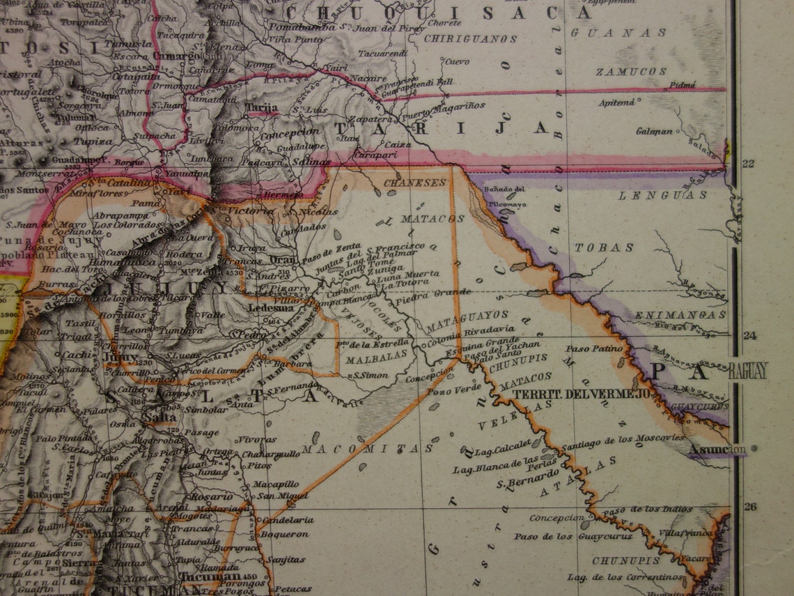Old map Peru Chile Bolivia antique map - maps with date