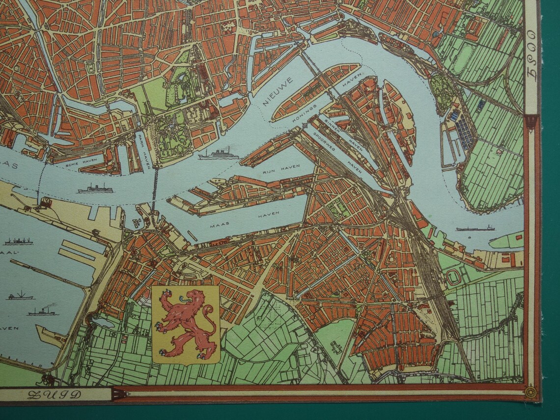 ROTTERDAM alte Karte von Rotterdam aus dem Jahr 1940 originale Vintage-Karte
