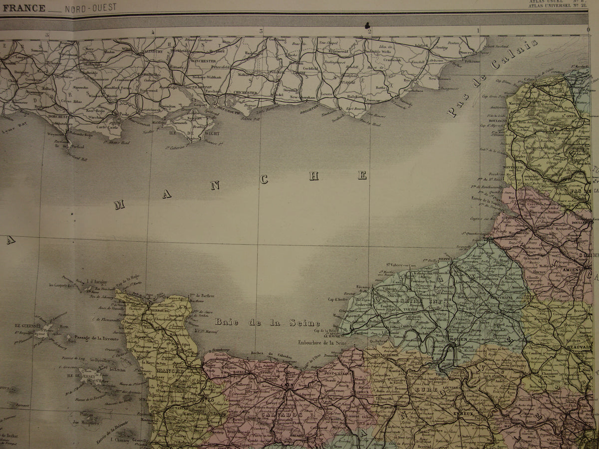 Very Large antique map of France 1883 original old map poster 106x140 cm Paris