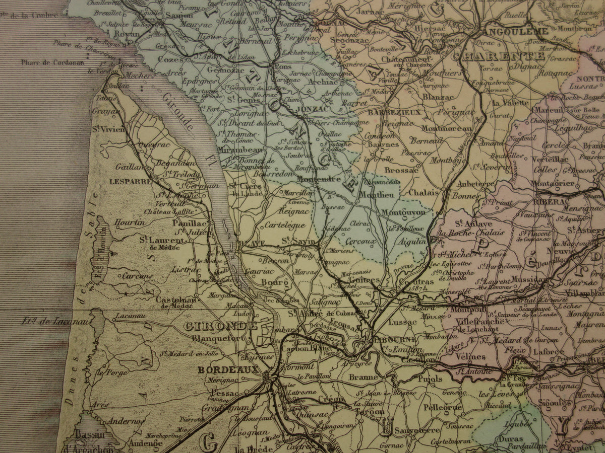 Very Large antique map of France 1883 original old map poster 106x140 cm Paris