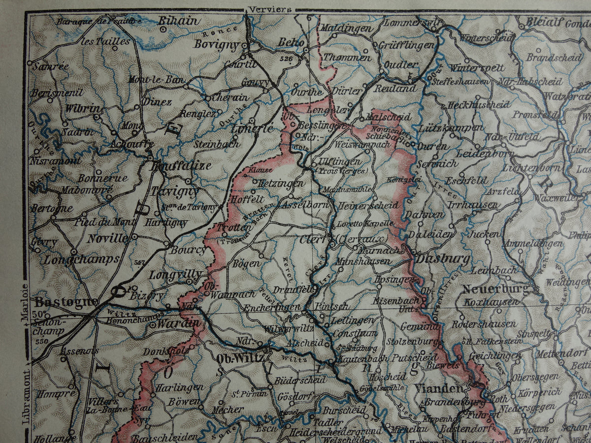 LUXEMBOURG old map of Luxembourg from 1914 small original antique map
