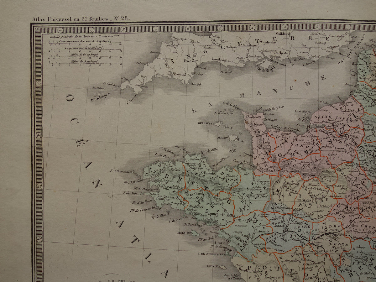 FRANKRIJK grote oude Franse kaart van Frankrijk in 1789 originele antieke handgekleurde landkaart poster start Franse Revolutie