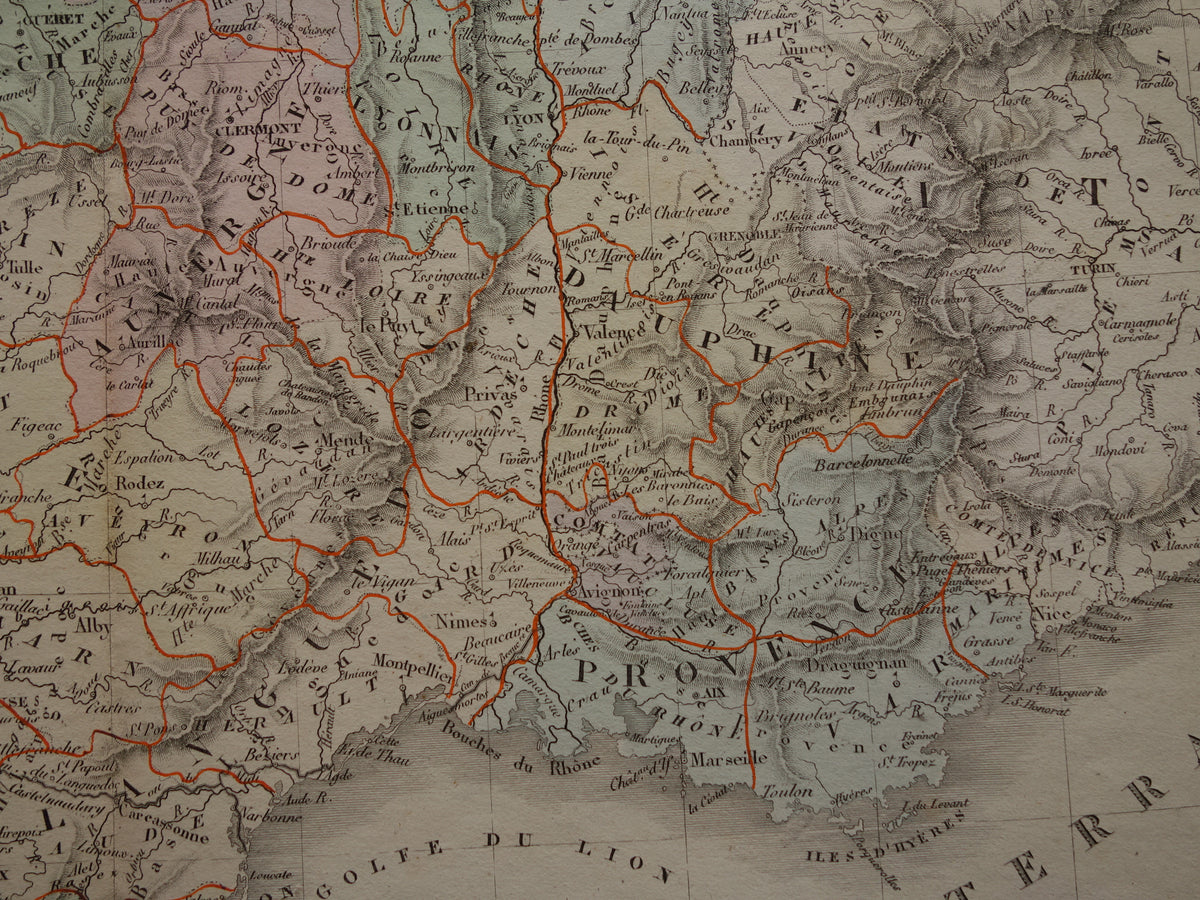 FRANKRIJK grote oude Franse kaart van Frankrijk in 1789 originele antieke handgekleurde landkaart poster start Franse Revolutie