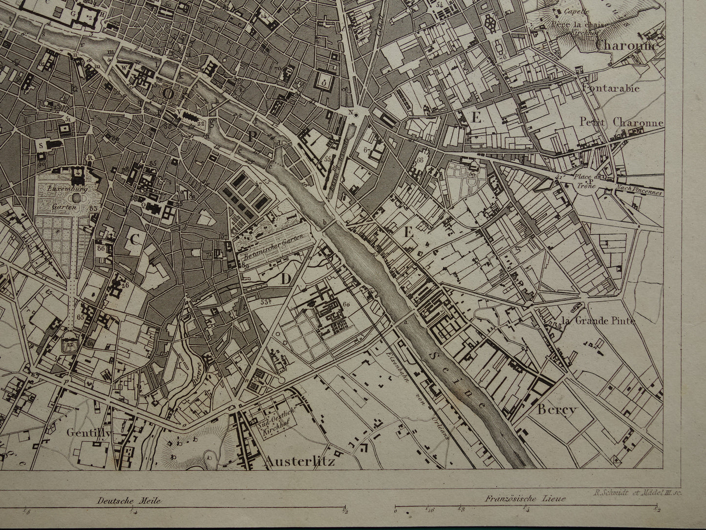 Old map of Paris 170+ year old antique map of Paris from 1849 original vintage maps