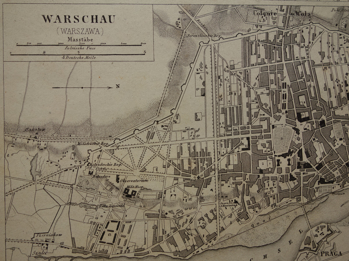Warsaw and St Petersburg antique map 170+ year old map of Warsaw and St Petersburg from 1849 original vintage maps