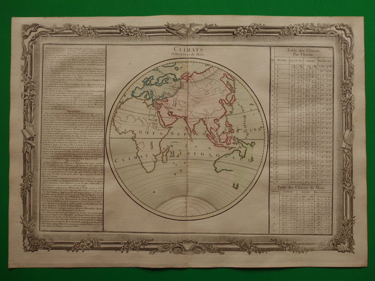 Oude Kaart Oostelijk Halfrond uit 1761 Originele Antieke Franse Landkaart Australië Incompleet Vintage Wereldkaart