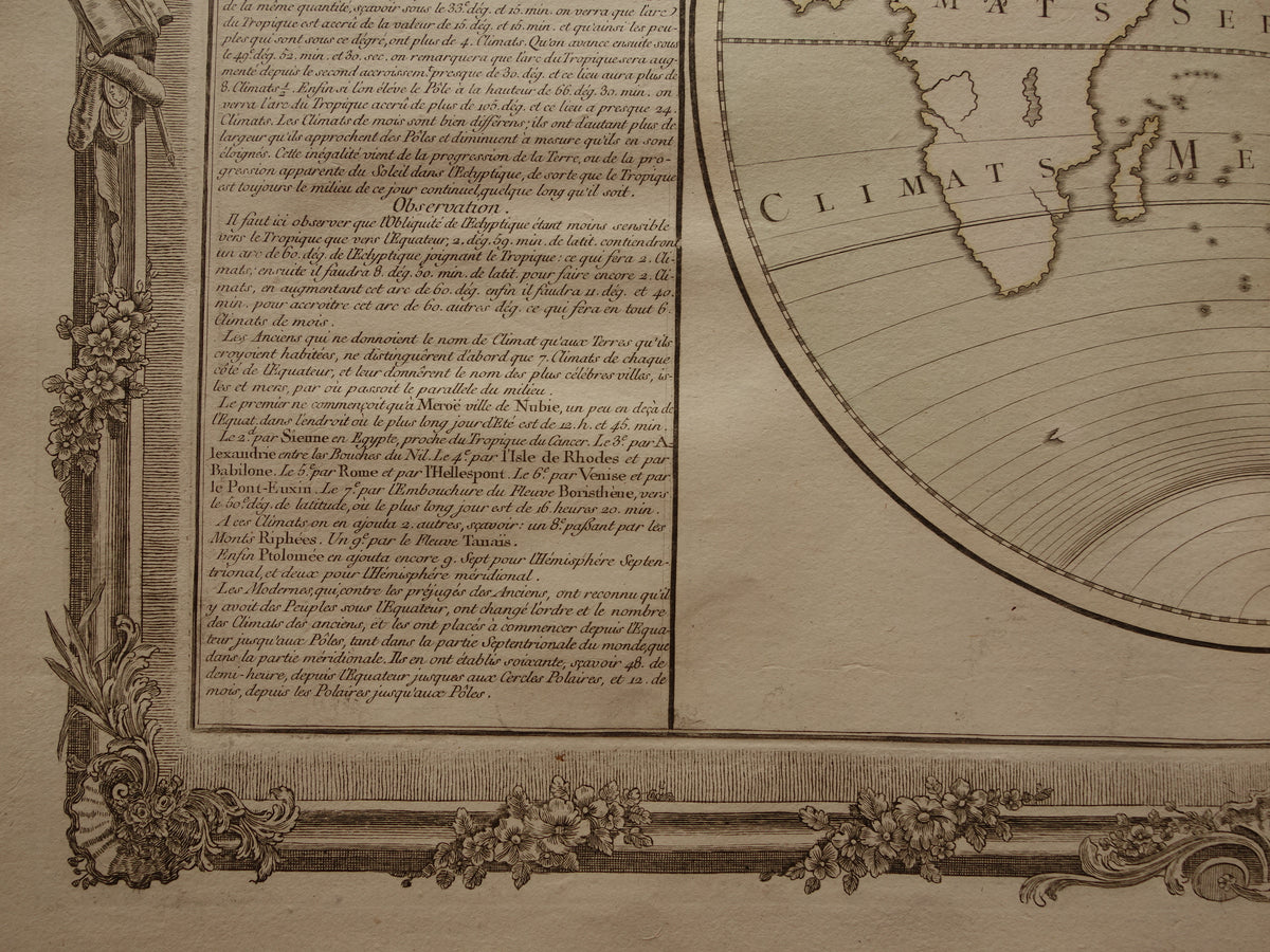 Oude Kaart Oostelijk Halfrond uit 1761 Originele Antieke Franse Landkaart Australië Incompleet Vintage Wereldkaart