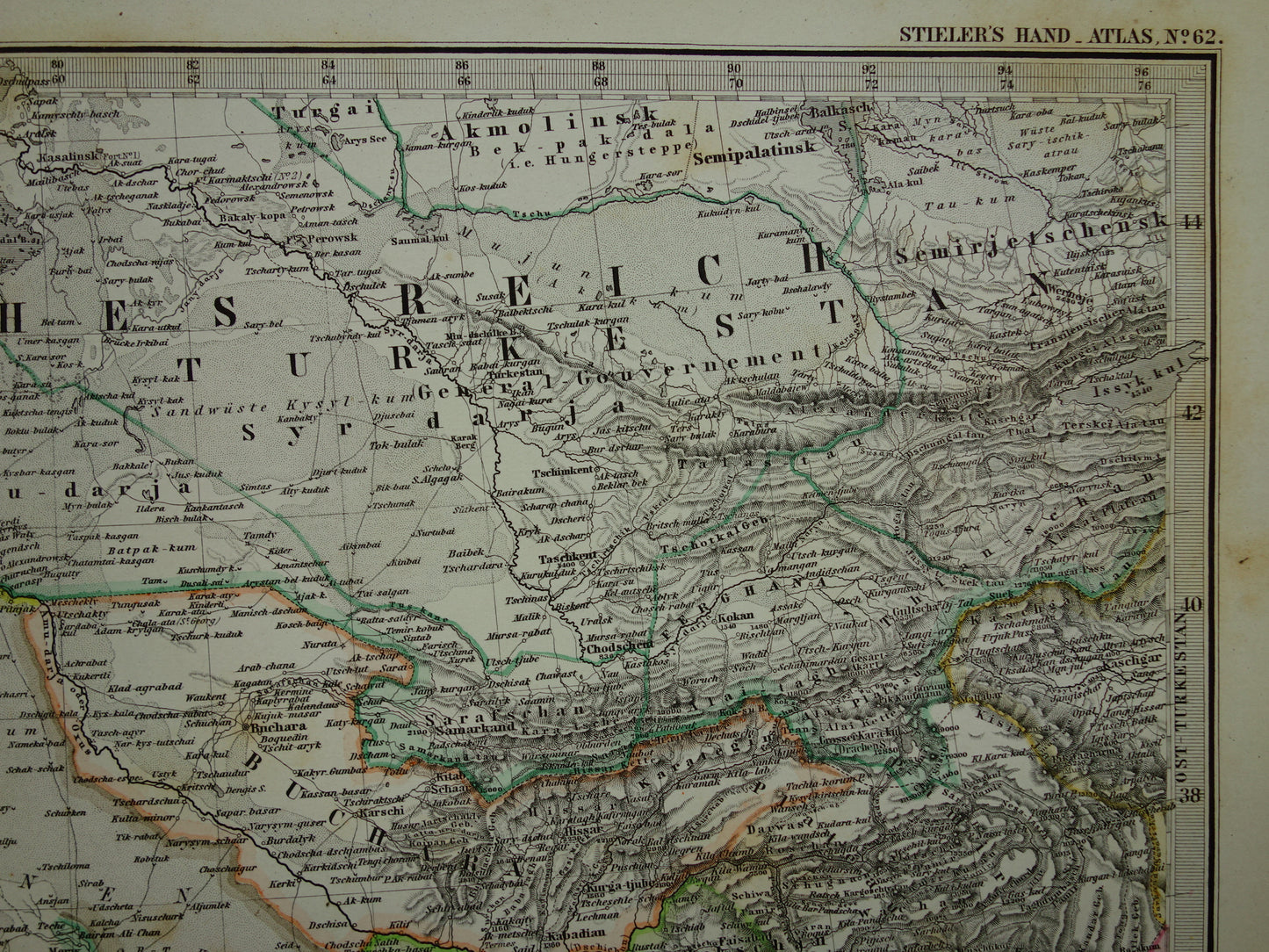 Old map of IRAN from 1884 Antique hand-colored map Persia Turkmenistan Caucasus