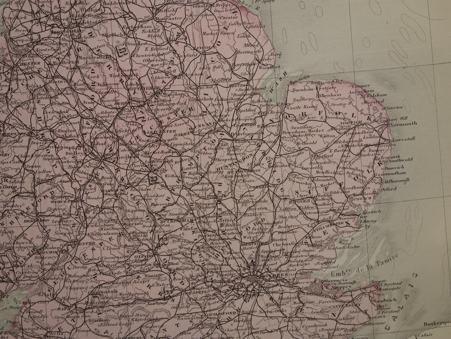 Old map of GREAT BRITAIN and IRELAND British Isles Large antique French map vintage poster