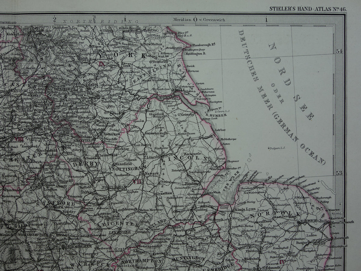 ENGELAND oude kaart van Engeland en Wales uit 1879 originele antieke landkaart London vintage met jaartal
