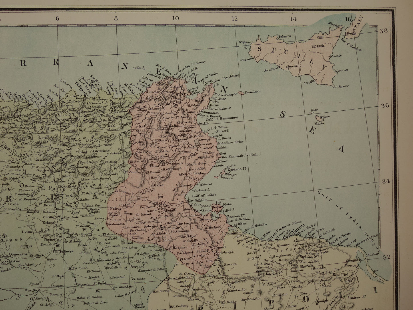 AFRIKA Große antike Karte von Südafrika und Nordwestafrika, Originalkarte von 1875, alte historische Karte, Marokko, Algerien, Tunesien