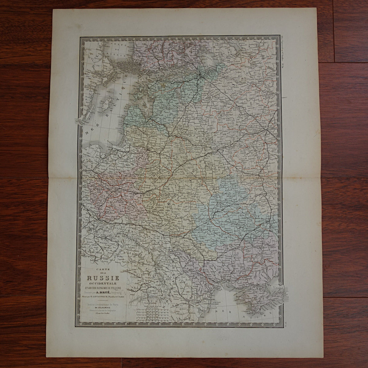 Rusland antieke kaart van Europees Rusland met Polen en Baltische Staten 145+ jaar oude landkaart vintage historische kaarten