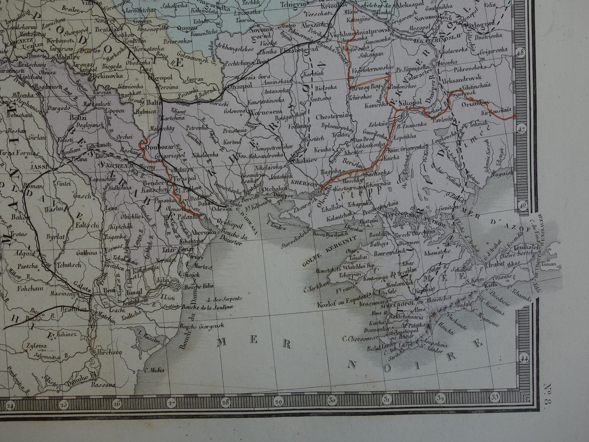 Rusland antieke kaart van Europees Rusland met Polen en Baltische Staten 145+ jaar oude landkaart vintage historische kaarten