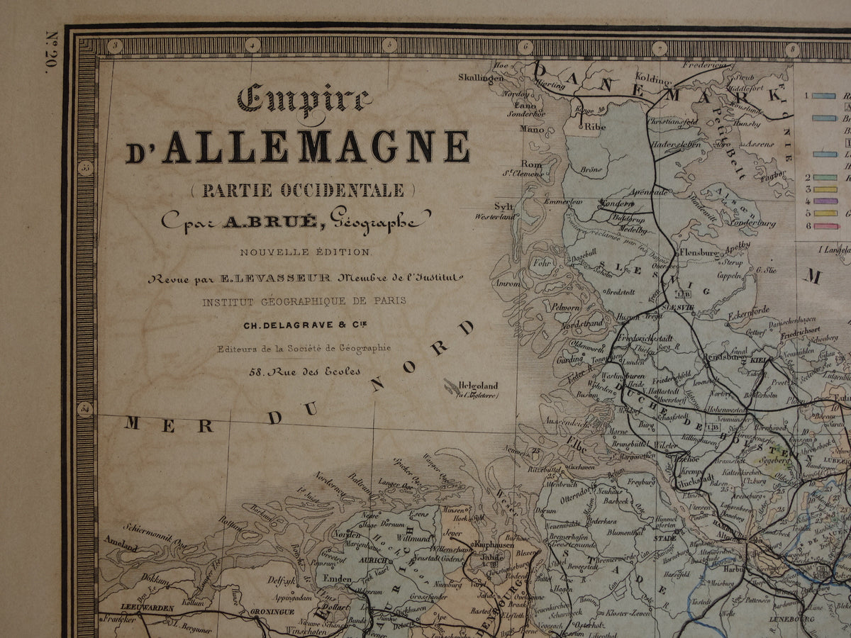 GERMANY large antique map of the German Empire from 1876 original old vintage map