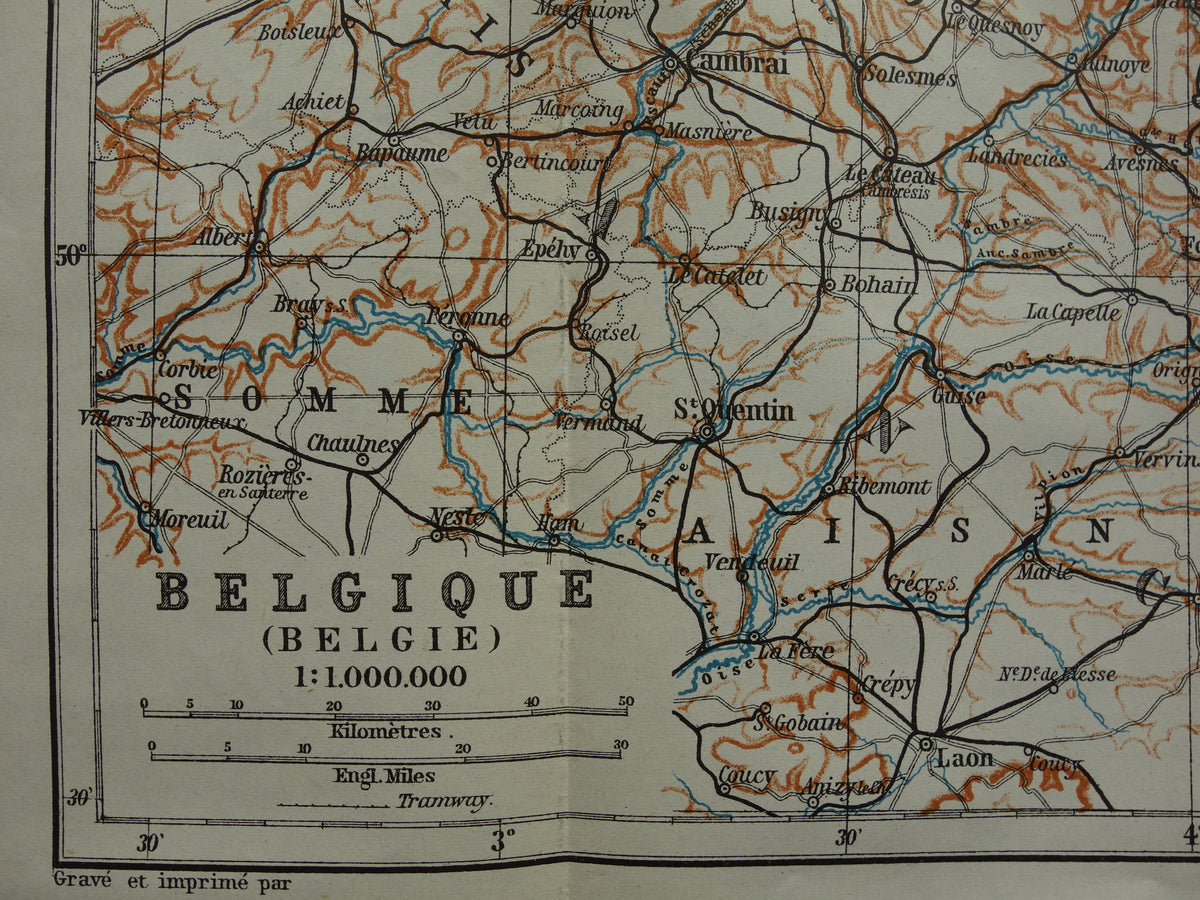 BELGIUM historical map of Belgium from 1904 small original old antique map of Belgium vintage