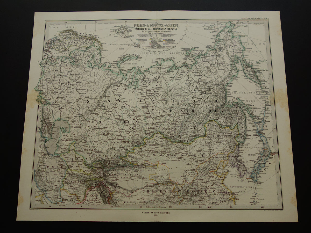 Rusland in 1875 historische landkaart te koop