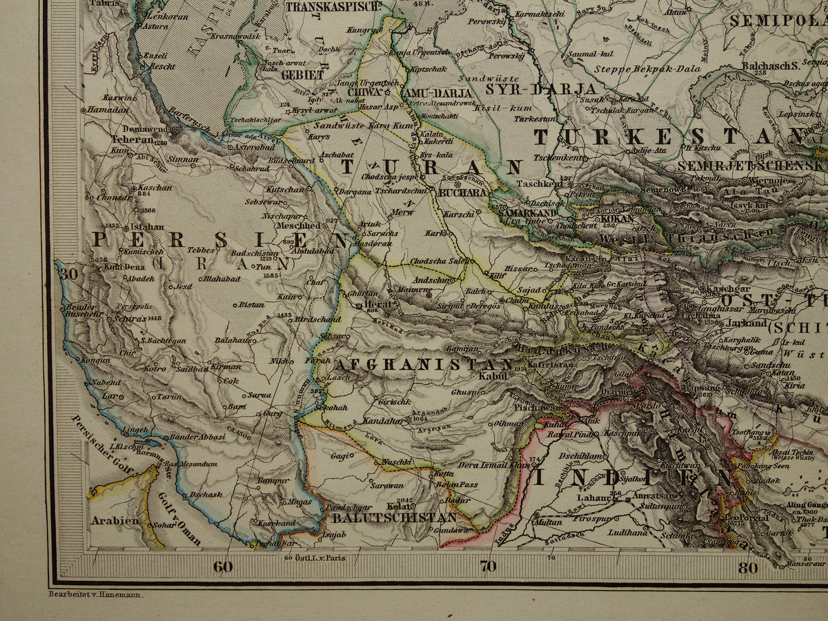 RUSSIA old map of Russian Empire Detailed antique map European and Asian Russia with date - vintage poster Siberia 1875