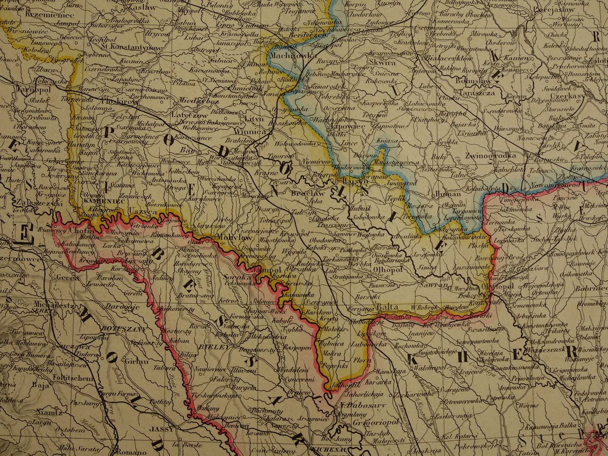 Baltic States old map of European Russia 1885 original antique map poster Russian Empire very large size