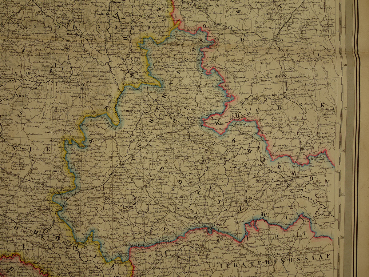 Baltic States old map of European Russia 1885 original antique map poster Russian Empire very large size