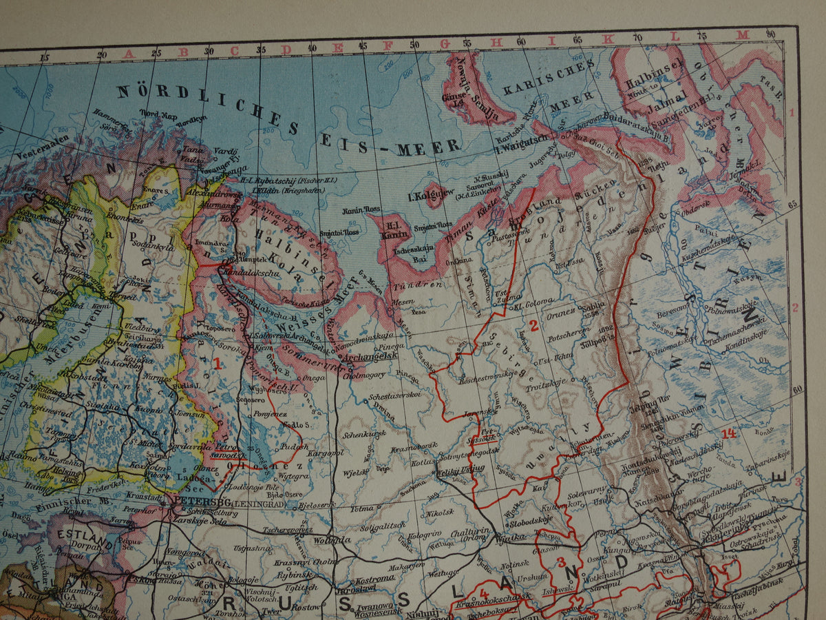 Old map of European Russia from 1928 Vintage map of Eastern Europe