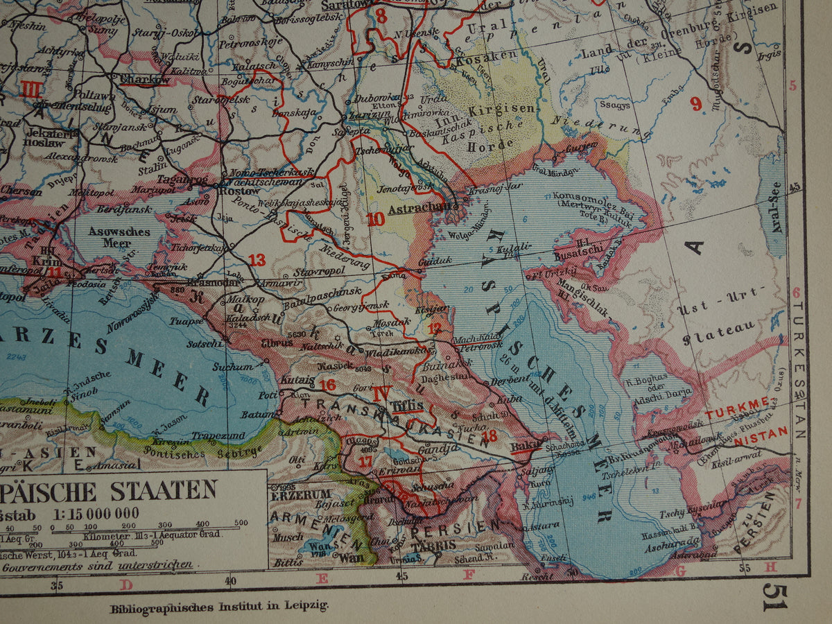 Old map of European Russia from 1928 Vintage map of Eastern Europe